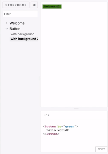 Storybook JSX Displayed